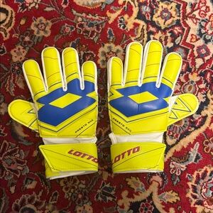 Lotto GK300 Goalkeeper Gloves Soccer Goalie Gloves blue yellow White NEW SZ 4